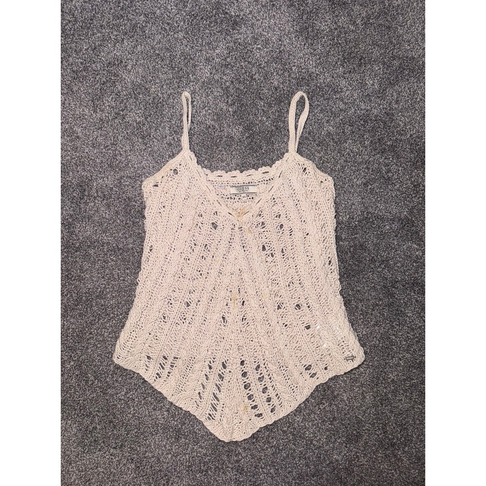 Guess Women's‎ Vintage Cream/Tan 100% Cotton Crochet Tank Top - Size XS